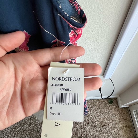 NWT Nordstrom Rowa floral midi lined dress 
Size medium navy blue,red and white - Picture 9 of 11
